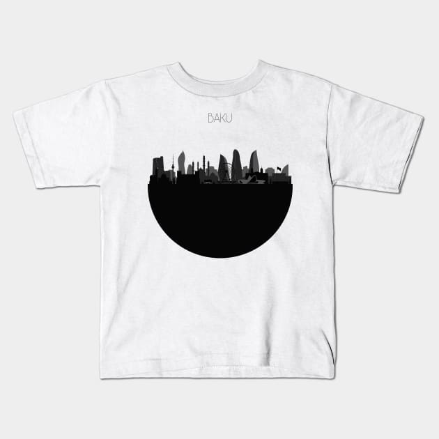 Baku Skyline Kids T-Shirt by inspirowl